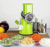 Multifunctional Roller Vegetable Cutter, 3 In 1 Vegetable Slicer And Cutter, Manual Rotary Drum Greator, Hand Roller Type Square Drum Vegetable Cutter with 3 Removable Blades For Kitchen