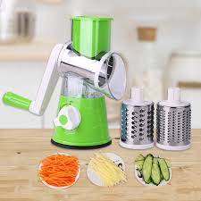 Multifunctional Roller Vegetable Cutter, 3 In 1 Vegetable Slicer And Cutter, Manual Rotary Drum Greator, Hand Roller Type Square Drum Vegetable Cutter with 3 Removable Blades For Kitchen