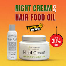 2 Pack Set Hair Food Oil & Night Whitening Cream