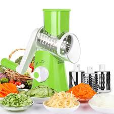 Multifunctional Roller Vegetable Cutter, 3 In 1 Vegetable Slicer And Cutter, Manual Rotary Drum Greator, Hand Roller Type Square Drum Vegetable Cutter with 3 Removable Blades For Kitchen