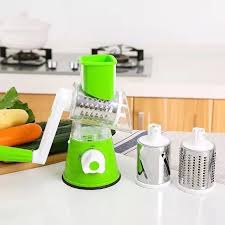 Multifunctional Roller Vegetable Cutter, 3 In 1 Vegetable Slicer And Cutter, Manual Rotary Drum Greator, Hand Roller Type Square Drum Vegetable Cutter with 3 Removable Blades For Kitchen